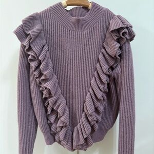 Ruffled Purple Knit Sweater